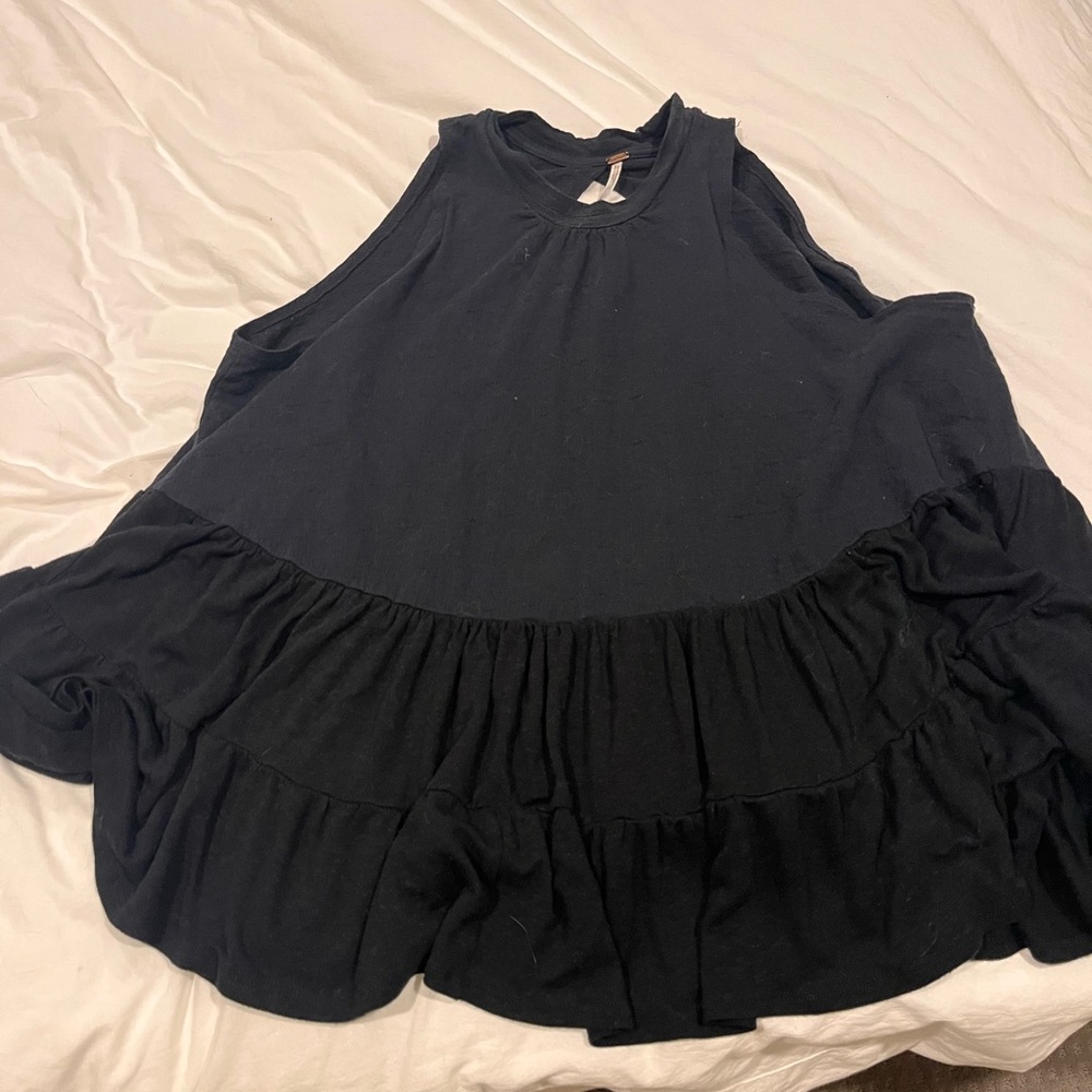 Free People Flowy Black Tank with Tie Back